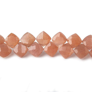 6x6-6.5x6.5mm Dark Angel Skin Peach Moonstone faceted pillow beads 7.5 inch 50 pieces A (ONLINE ORDER ONLY)