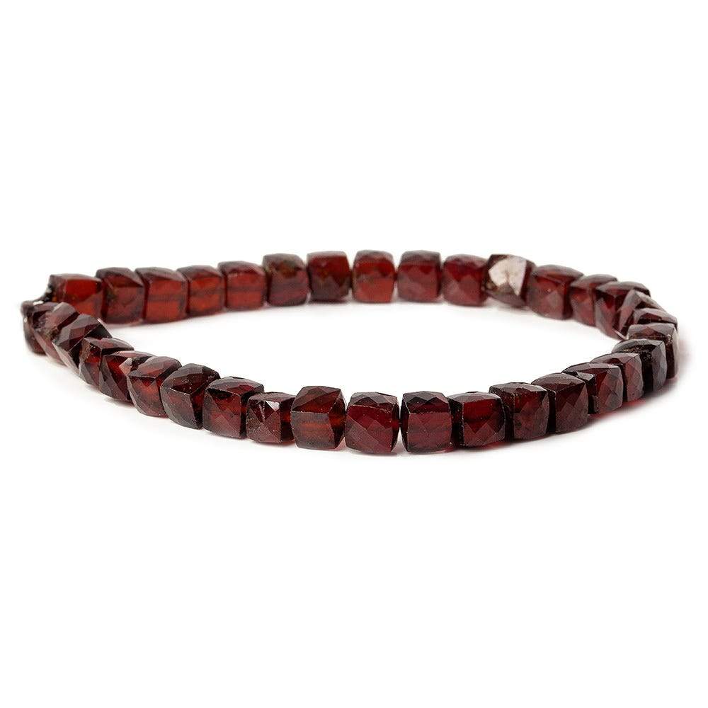 6x6-6.5x6.5mm Hessonite Garnet faceted cubes 8 inch 33 beads AAA (ONLINE ORDER ONLY)