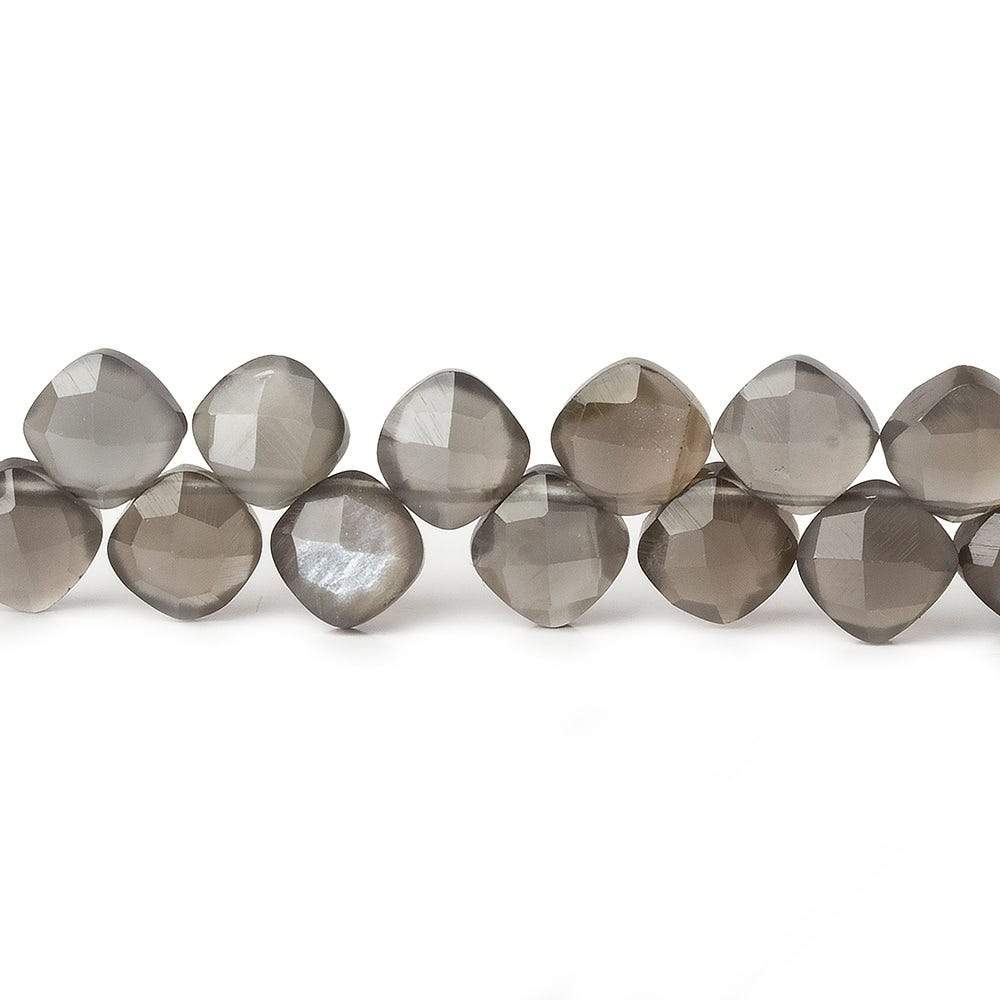 6-6.5mm Platinum Grey Moonstone faceted pillow beads 7.5 inch 50 pieces A (ONLINE ORDER ONLY)