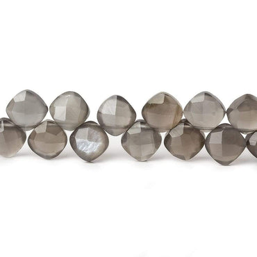 6-6.5mm Platinum Grey Moonstone faceted pillow beads 7.5 inch 50 pieces A (ONLINE ORDER ONLY)