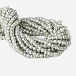 6x6-7x6mm True Silver Large Hole Off Round Freshwater Pearls 16 inch 75 pieces (ONLINE ORDER ONLY)
