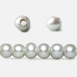 6x6-7x6mm True Silver Large Hole Off Round Freshwater Pearls 16 inch 75 pieces (ONLINE ORDER ONLY)