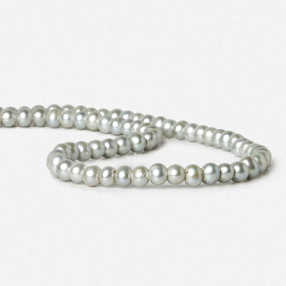 6x6-7x6mm True Silver Large Hole Off Round Freshwater Pearls 16 inch 75 pieces (ONLINE ORDER ONLY)