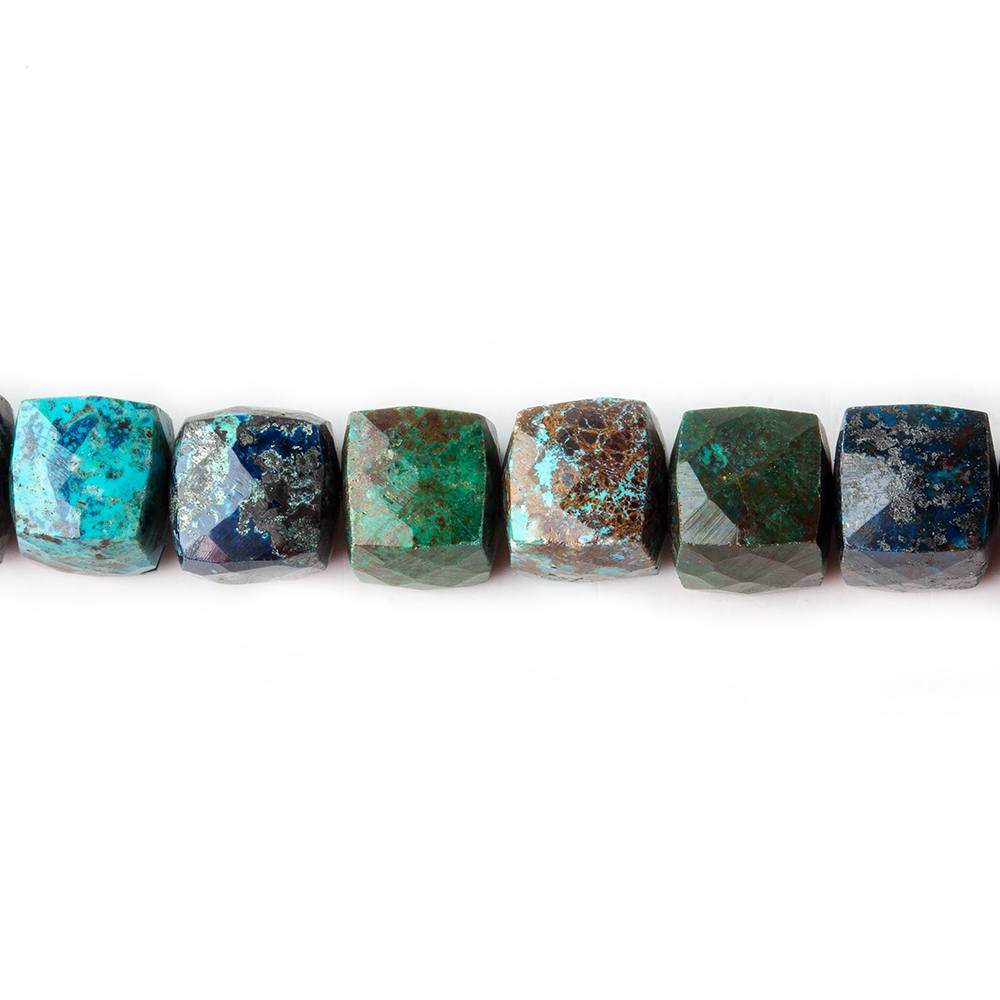 6x6-7x7mm Chrysocolla faceted cubes 8 inch 30 beads AA (ONLINE ORDER ONLY)