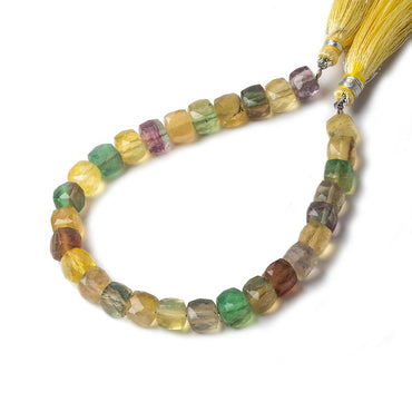 6x6-7x7mm Multi Color Fluorite Faceted Cubes 7.75 inch 30 pieces (ONLINE ORDER ONLY)