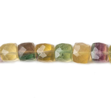 6x6-7x7mm Multi Color Fluorite Faceted Cubes 7.75 inch 30 pieces (ONLINE ORDER ONLY)