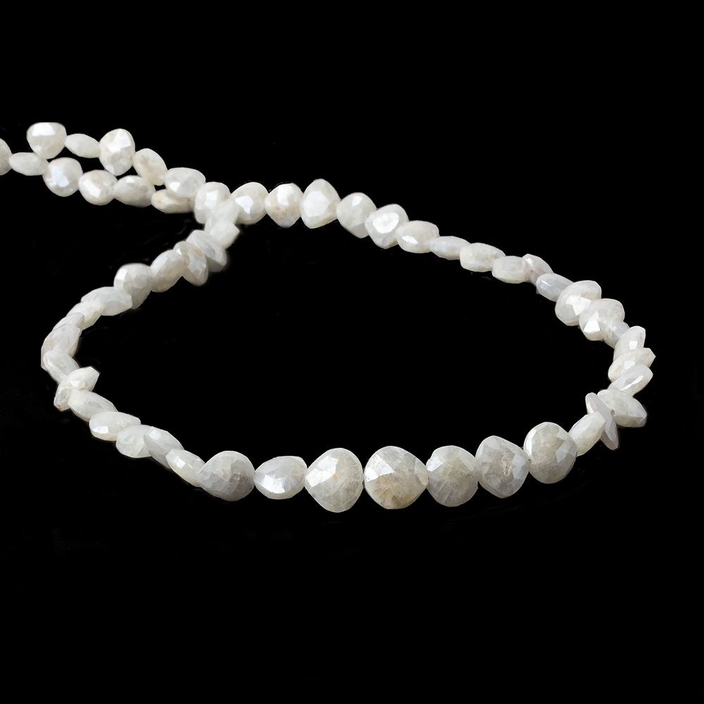 6x6-7x7mm Mystic Pearly White Quartz faceted hearts 16 inch 63 pieces (ONLINE ORDER ONLY)