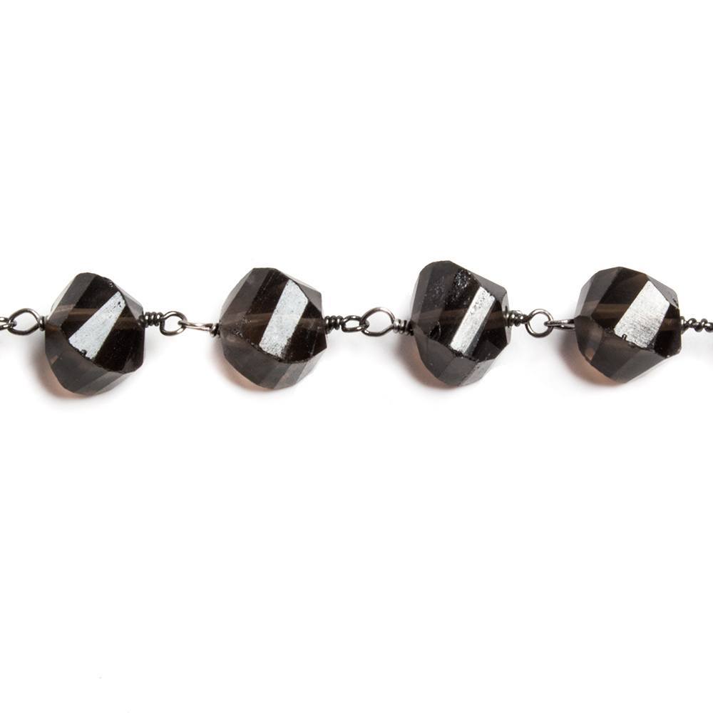 6x6-7x7mm Smoky Quartz Twist Cube Black Gold plated Chain by the foot 26 pcs (ONLINE ORDER ONLY)