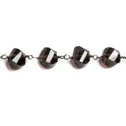 6x6-7x7mm Smoky Quartz Twist Cube Black Gold plated Chain by the foot 26 pcs (ONLINE ORDER ONLY)
