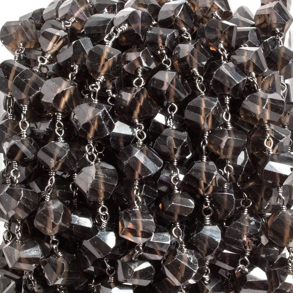 6x6-7x7mm Smoky Quartz Twist Cube Black Gold plated Chain by the foot 26 pcs (ONLINE ORDER ONLY)