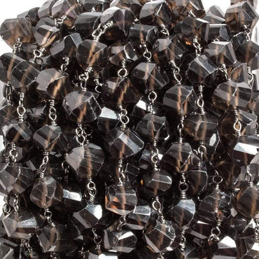 6x6-7x7mm Smoky Quartz Twist Cube Black Gold plated Chain by the foot 26 pcs (ONLINE ORDER ONLY)
