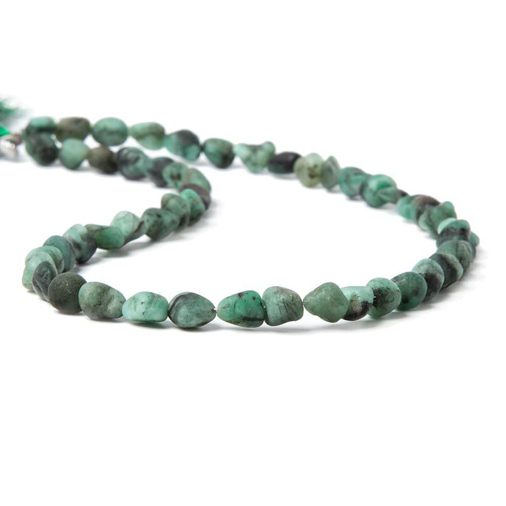 6x6-8x6mm Frosted Brazilian Emerald plain nugget beads 12 inch 50 pieces (ONLINE ORDER ONLY)