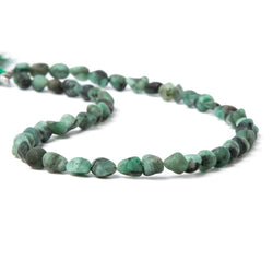 6x6-8x6mm Frosted Brazilian Emerald plain nugget beads 12 inch 50 pieces (ONLINE ORDER ONLY)