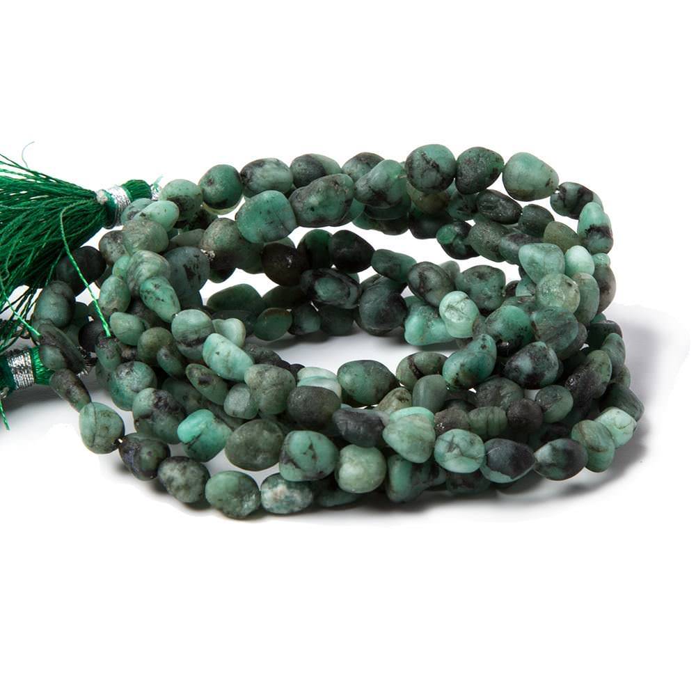6x6-8x6mm Frosted Brazilian Emerald plain nugget beads 12 inch 50 pieces (ONLINE ORDER ONLY)