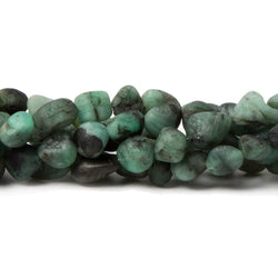 6x6-8x6mm Frosted Brazilian Emerald plain nugget beads 12 inch 50 pieces (ONLINE ORDER ONLY)