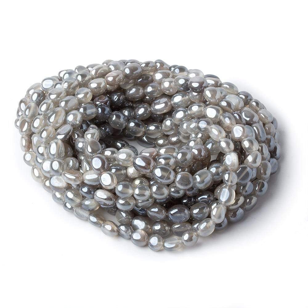 6mm Silver Mystic Platinum Grey Moonstone plain nuggets 16 inch 58 beads (ONLINE ORDER ONLY)