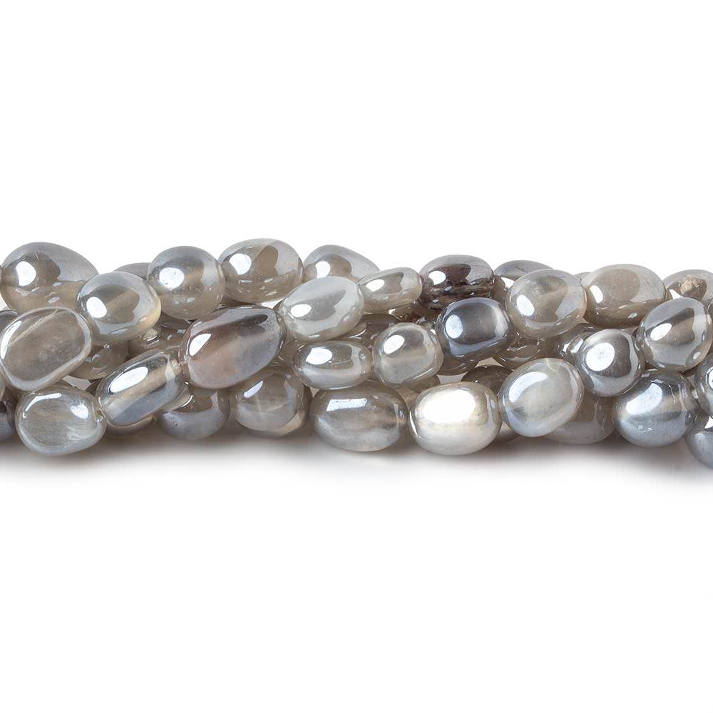 6mm Silver Mystic Platinum Grey Moonstone plain nuggets 16 inch 58 beads (ONLINE ORDER ONLY)
