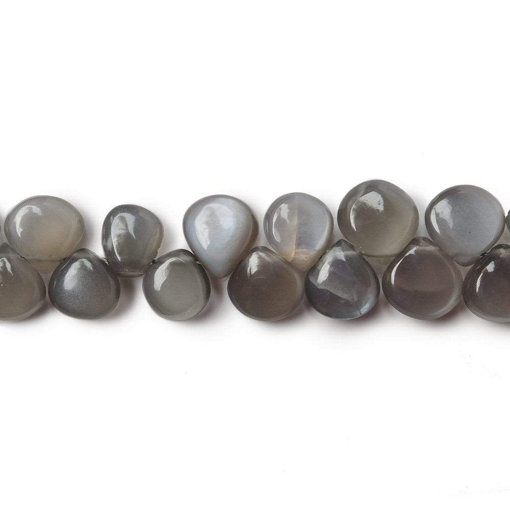 6x6-8x7mm Platinum Gray Moonstone Plain Pear & Heart Beads 8 inch 55 pieces A (ONLINE ORDER ONLY)