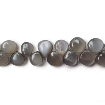 6x6-8x7mm Platinum Gray Moonstone Plain Pear & Heart Beads 8 inch 55 pieces A (ONLINE ORDER ONLY)