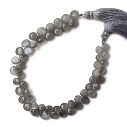 6x6-8x7mm Platinum Gray Moonstone Plain Pear & Heart Beads 8 inch 55 pieces A (ONLINE ORDER ONLY)