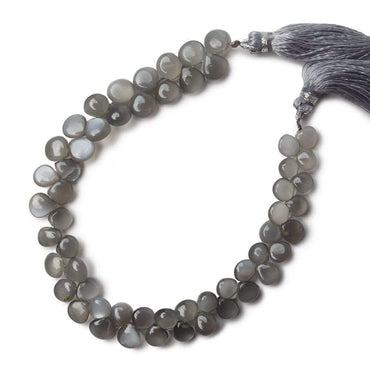 6x6-8x7mm Platinum Gray Moonstone Plain Pear & Heart Beads 8 inch 55 pieces A (ONLINE ORDER ONLY)