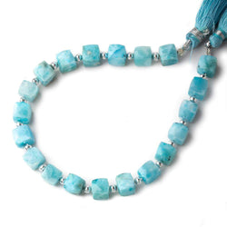 6x6-8x8mm Larimar faceted cubes 8 inch 19 beads AA (ONLINE ORDER ONLY)