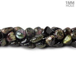6x6-9x7mm Cat's Eye Tourmaline 1mm large hole plain nuggets 16 inch 45 beads (ONLINE ORDER ONLY)
