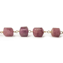 6x6-9x7mm Rubellite Tourmaline Plain Cylinder Tube Vermeil Chain (ONLINE ORDER ONLY)