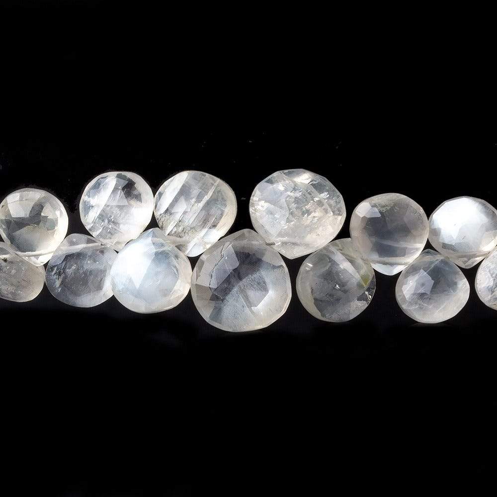 6x6-9x9mm Ceylon Moonstone faceted hearts 8 inch 50 beads AAA (ONLINE ORDER ONLY)