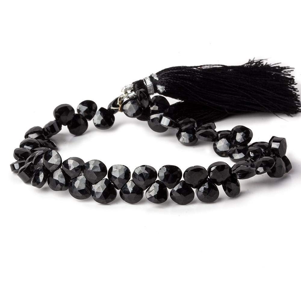 6x6mm Black Spinel faceted hearts 8 inch 55 beads (ONLINE ORDER ONLY)
