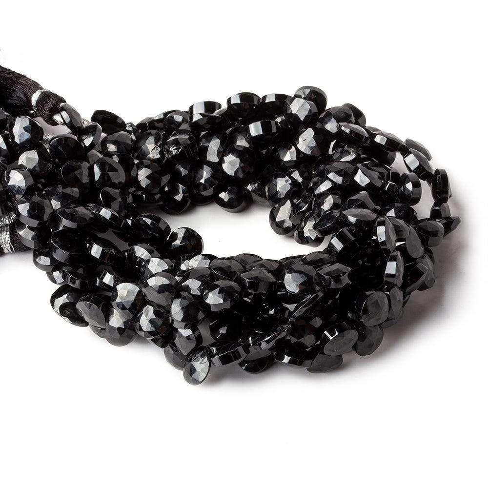 6x6mm Black Spinel faceted hearts 8 inch 55 beads (ONLINE ORDER ONLY)