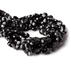 6x6mm Black Spinel faceted hearts 8 inch 55 beads (ONLINE ORDER ONLY)