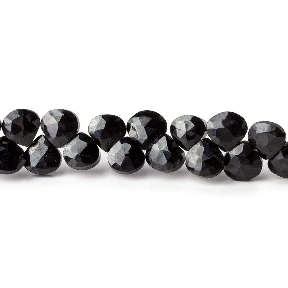 6x6mm Black Spinel faceted hearts 8 inch 55 beads (ONLINE ORDER ONLY)