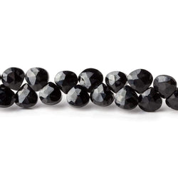 6x6mm Black Spinel faceted hearts 8 inch 55 beads (ONLINE ORDER ONLY)