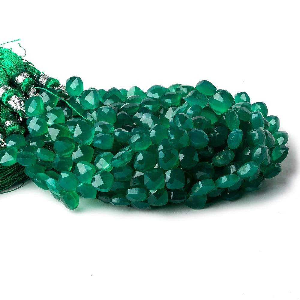 6x6mm Green Onyx faceted pillow beads 7.5 inch 50 pieces A (ONLINE ORDER ONLY)