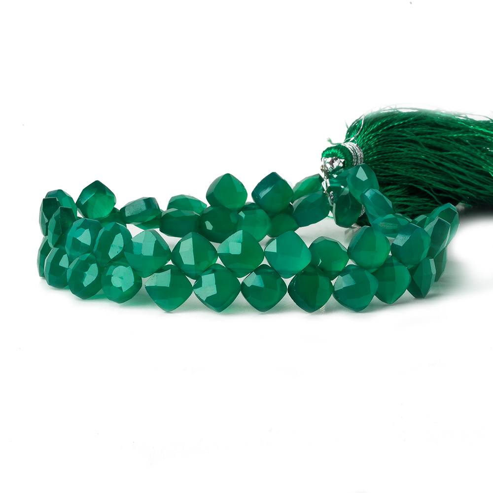 6x6mm Green Onyx faceted pillow beads 7.5 inch 50 pieces A (ONLINE ORDER ONLY)