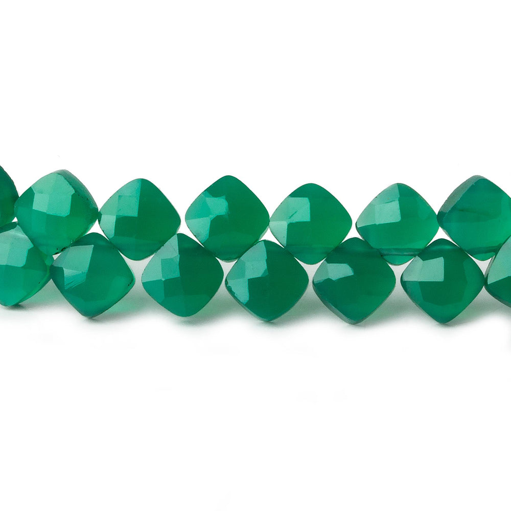 6x6mm Green Onyx faceted pillow beads 7.5 inch 50 pieces A (ONLINE ORDER ONLY)