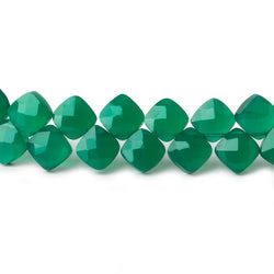 6x6mm Green Onyx faceted pillow beads 7.5 inch 50 pieces A (ONLINE ORDER ONLY)
