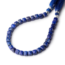 6x6mm Lapis Lazuli faceted cubes 8 inch 33 beads AA (ONLINE ORDER ONLY)