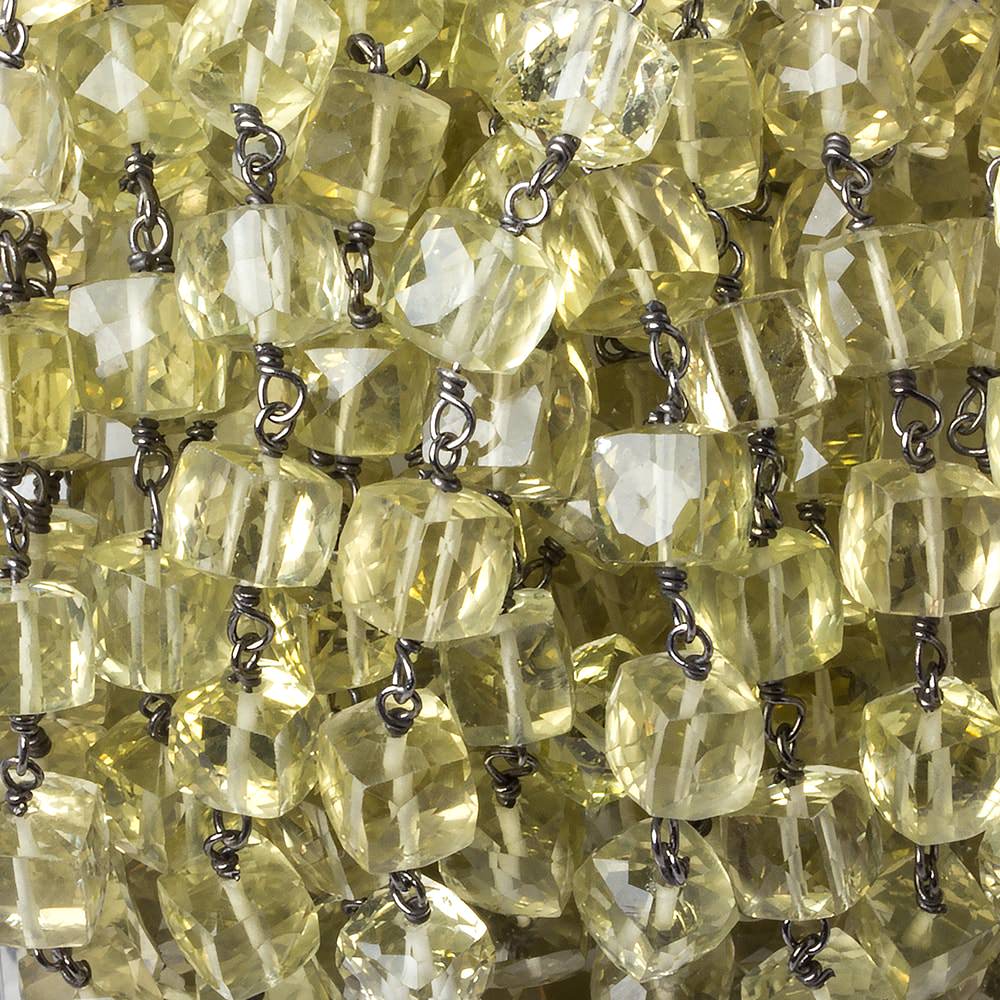 6x6mm Lemon Quartz faceted cube Black Gold plated .925 Silver Chain by the foot 26 pcs (ONLINE ORDER ONLY)