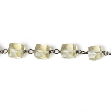6x6mm Lemon Quartz faceted cube Black Gold plated .925 Silver Chain by the foot 26 pcs (ONLINE ORDER ONLY)