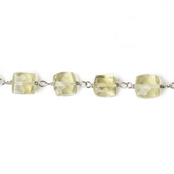 6x6mm Lemon Quartz faceted cube Silver .925 Chain by the foot 26 pcs (ONLINE ORDER ONLY)