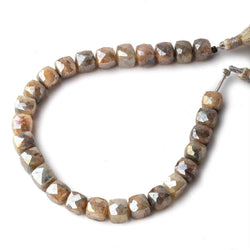 6x6mm Mystic Mocha Brown Sapphire faceted cube beads 8 inch 32 pieces (ONLINE ORDER ONLY)