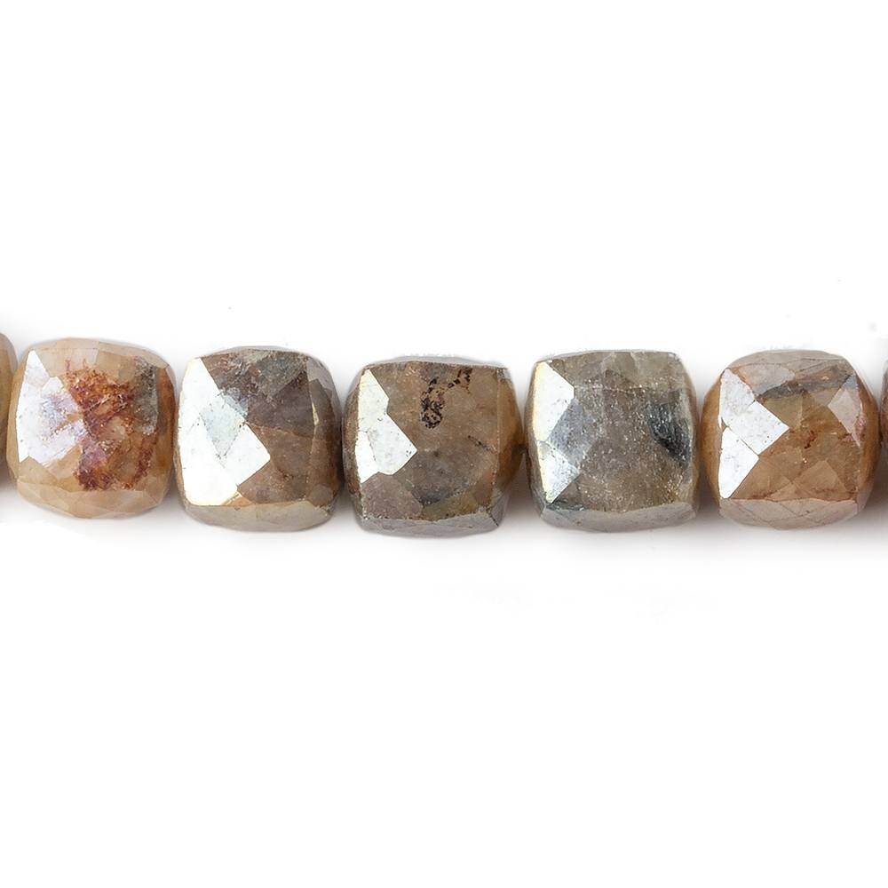 6x6mm Mystic Mocha Brown Sapphire faceted cube beads 8 inch 32 pieces (ONLINE ORDER ONLY)
