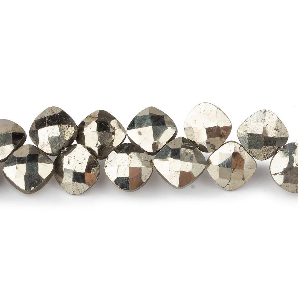 6x6mm Pyrite faceted pillow beads 7.5 inch 50 pieces A (ONLINE ORDER ONLY)