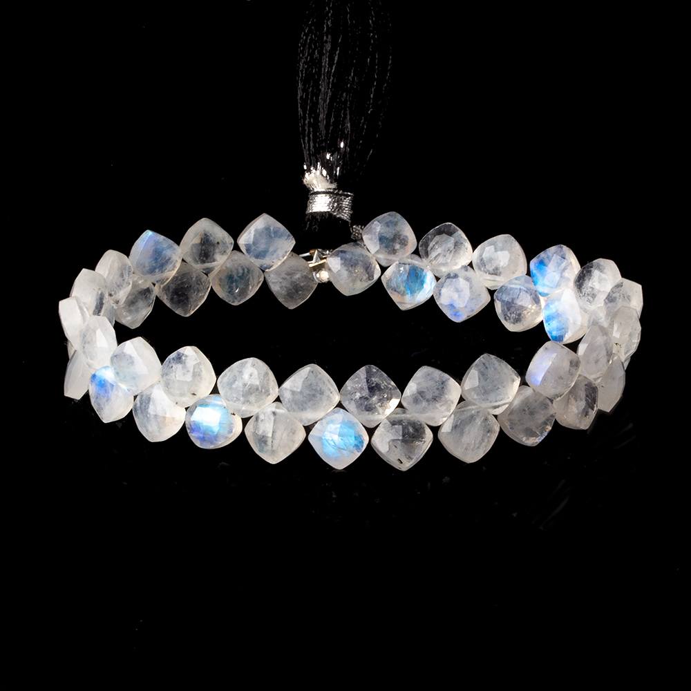 6x6mm Rainbow Moonstone Faceted Pillows 7 inch 47 beads A (ONLINE ORDER ONLY)