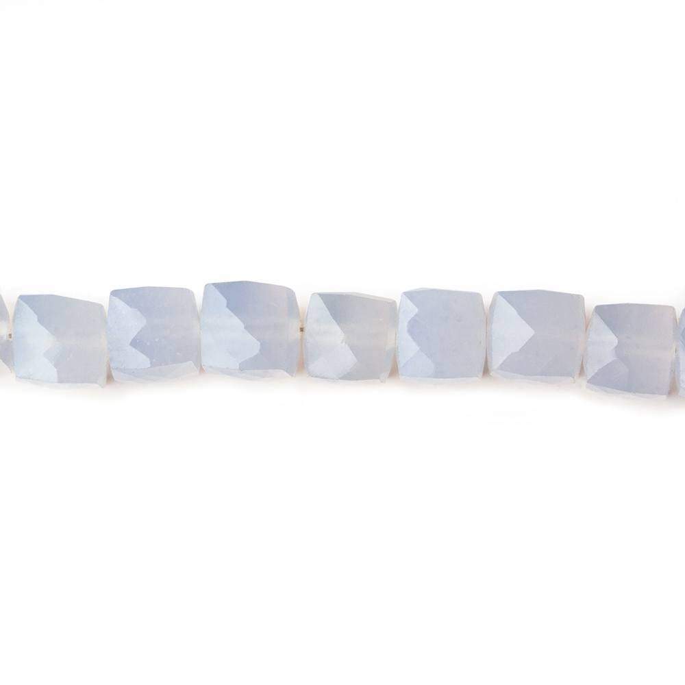 6x6mm Turkish Blue Chalcedony faceted cubes 8 inch 35 beads AA (ONLINE ORDER ONLY)