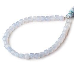 6x6mm Turkish Blue Chalcedony faceted cubes 8 inch 35 beads AA (ONLINE ORDER ONLY)