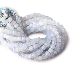 6x6mm Turkish Blue Chalcedony faceted cubes 8 inch 35 beads AA (ONLINE ORDER ONLY)