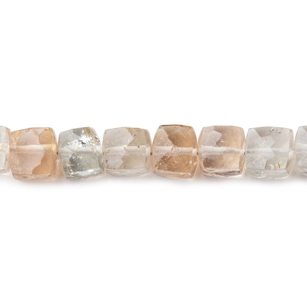 6x6mm White & Imperial Topaz faceted cube beads 8 inch 36 pieces (ONLINE ORDER ONLY)